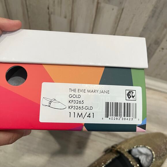 New! Katy Perry THE EVIE MARY JANE GOLD Flats Squared Toe Womens Size 11 - Picture 5 of 5